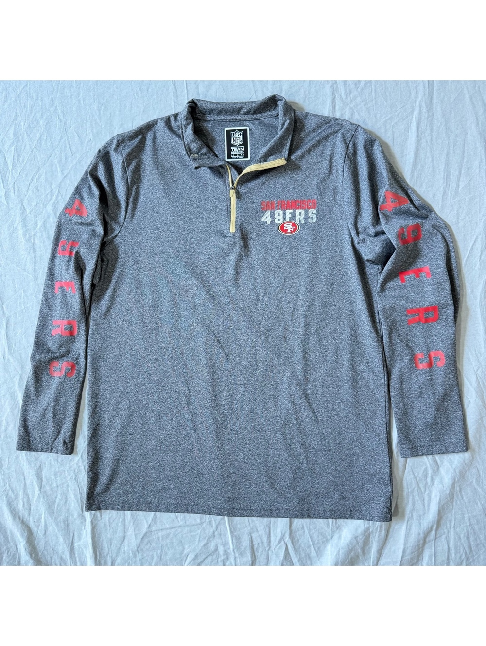 NFL Team Apparel San Francisco 49ers Gray Quarter Zip Long Sleeve PerformanceTop